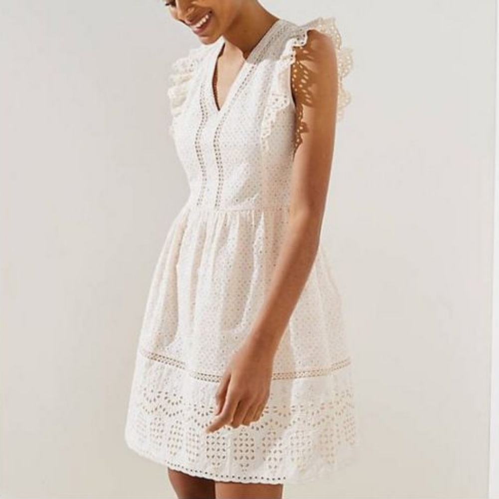 LOFT Pale Rosebud Pink Eyelet Dress Size 2